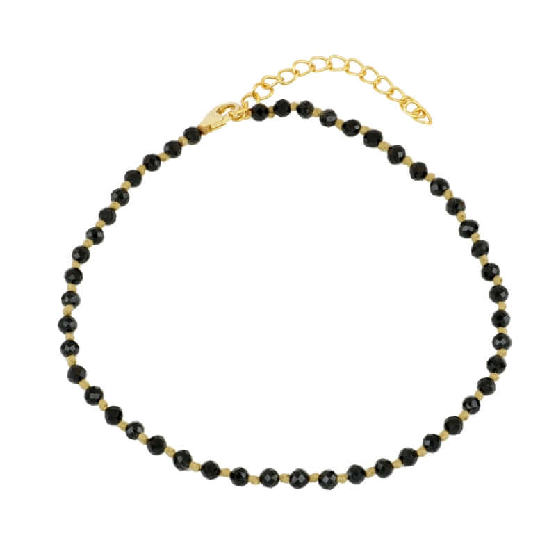 Onyx FUßKETTE, 925 Sterling Silber Fußkette 26cm