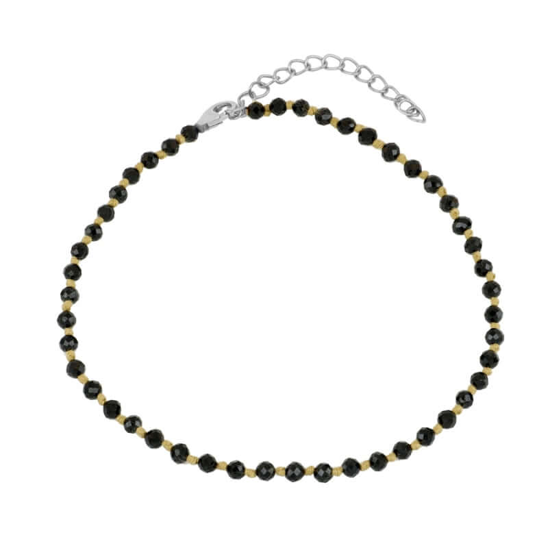 Onyx FUßKETTE, 925 Sterling Silber Fußkette 26cm