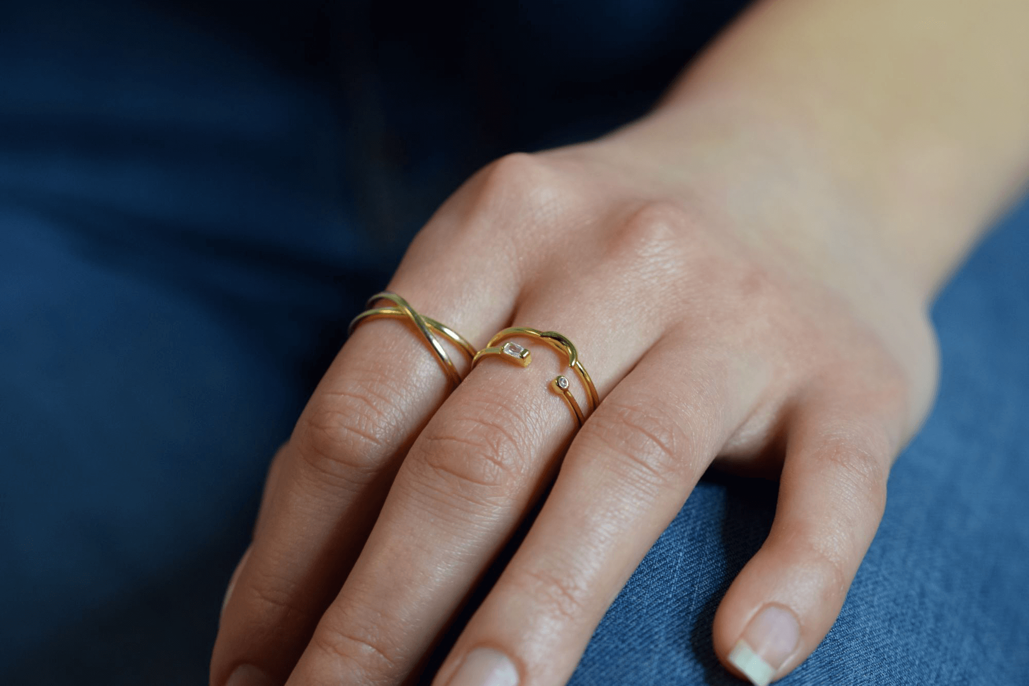 Mondring | 925 Sterling Silber und Vergoldet Ringe