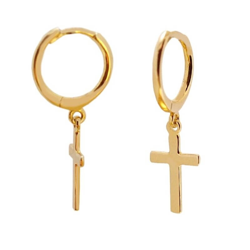 Creolen mit kreuz | 925 er Silber Ohrringe