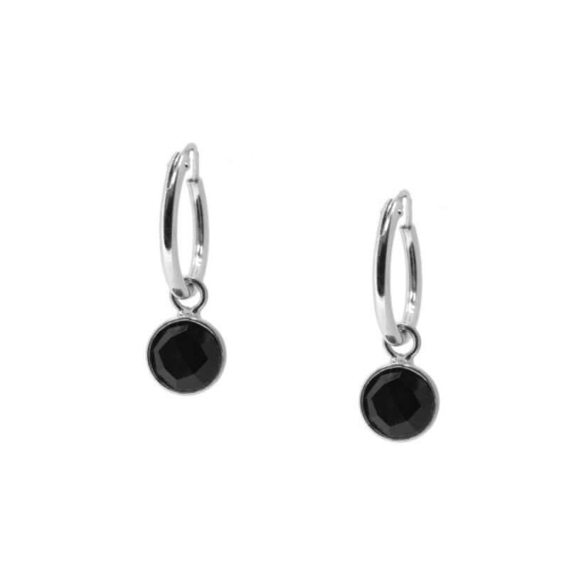 Ohrringe aus Onyx, 925 Sterling Silber Creolen Ohrringe