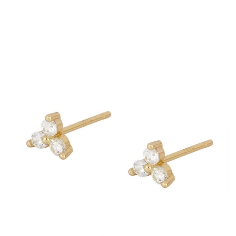 Ohrstecker mit stein | 3 Blatt Blumen Zirkonia