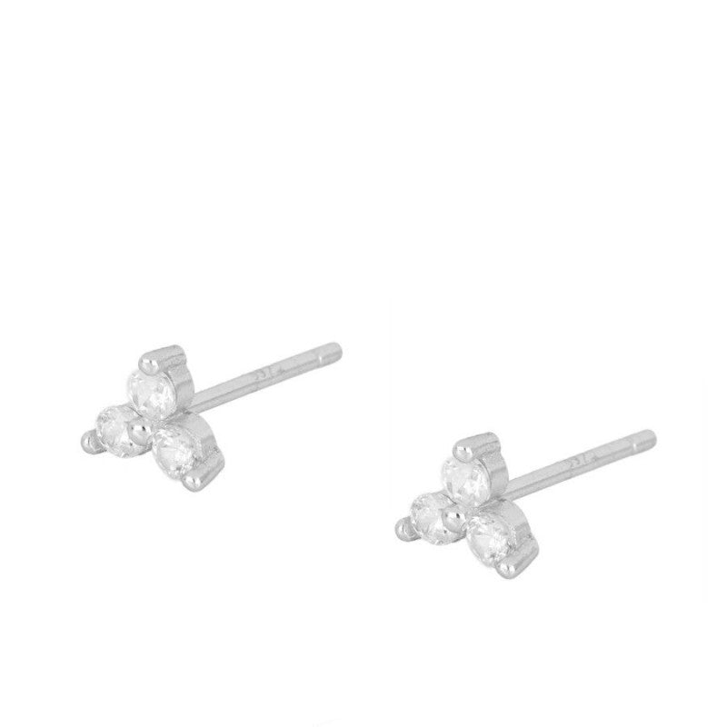Ohrstecker mit stein | 3 Blatt Blumen Zirkonia