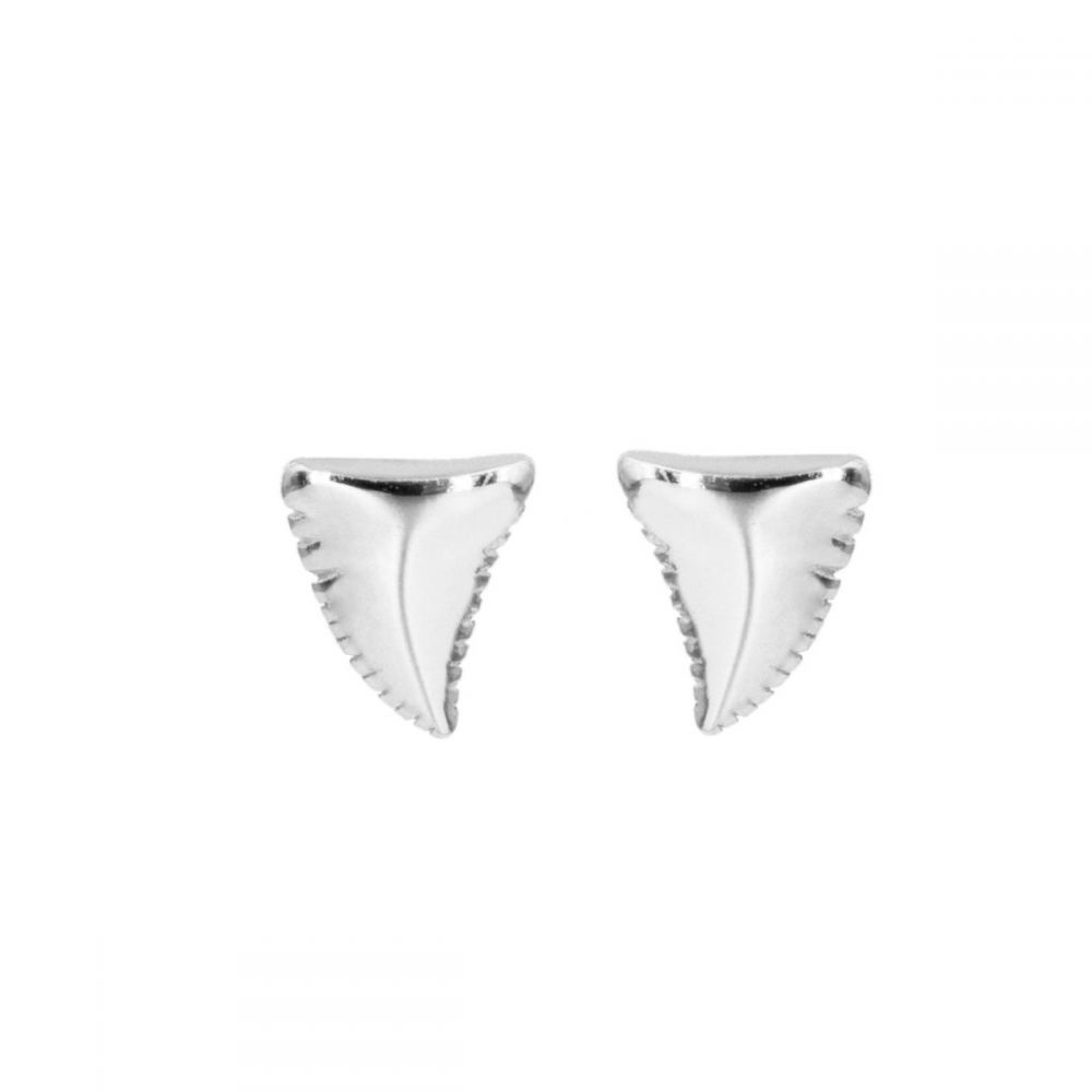 SHARK TOOTH OHRSTECKER, 925 Sterling Silber Ohrringe 6,6mm