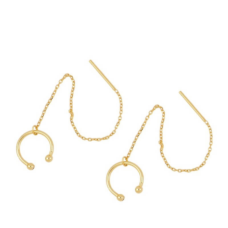 Silberx | Earcuff mit Kette | Einfädeler Ohrringe