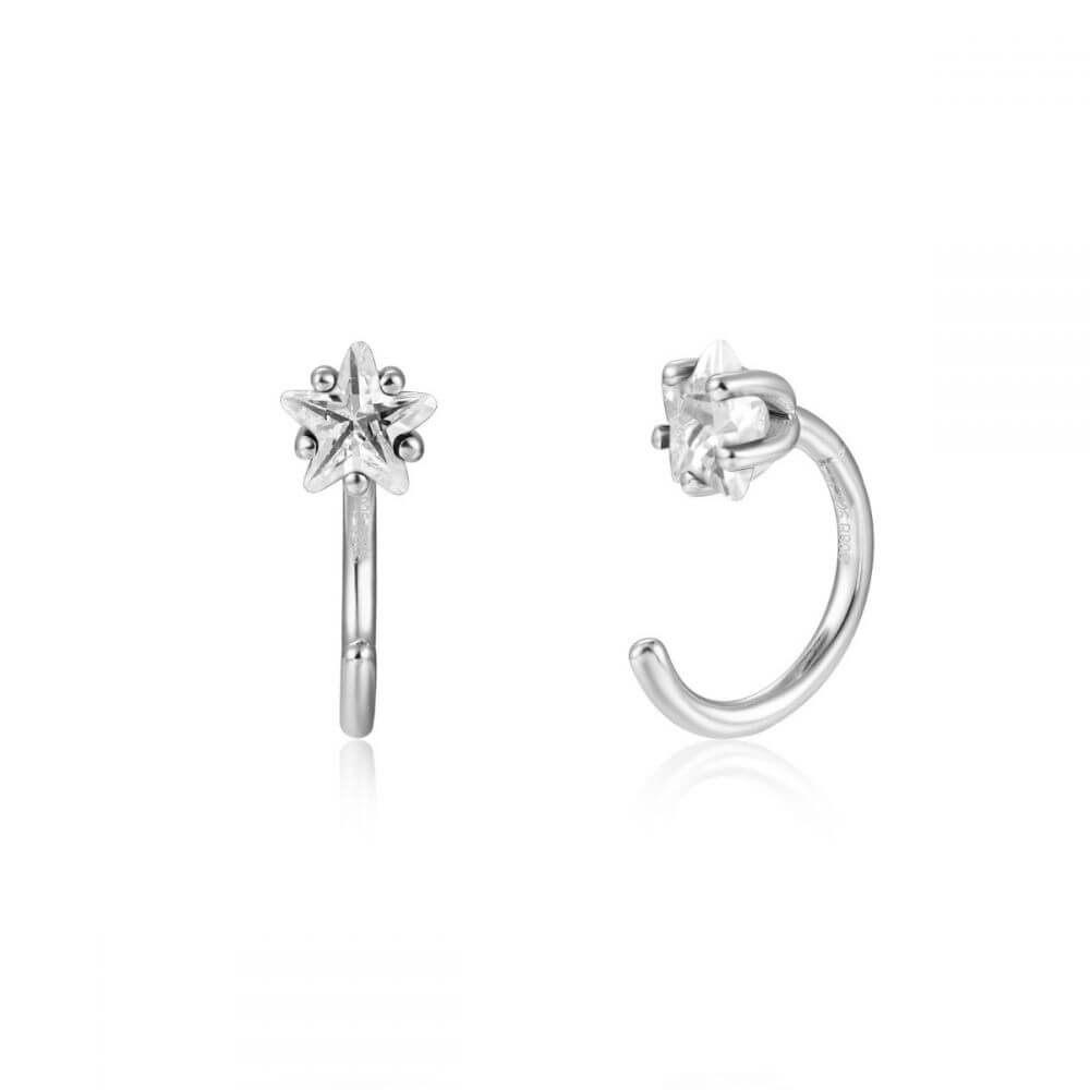 Offene creolen | 925 Sterling Silber Ohrringe mit Stern