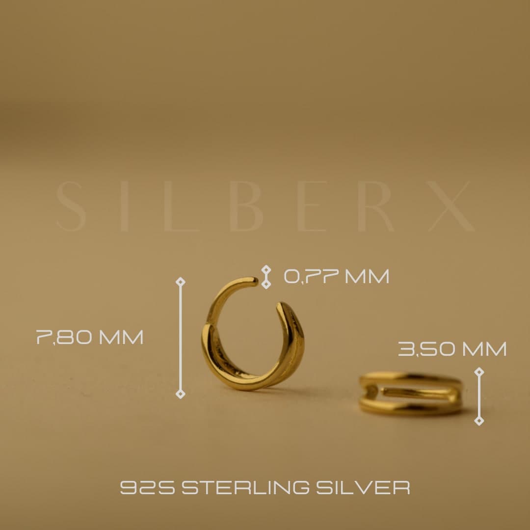 Double Fake Piercing | Silber Fake Ohrringe 7mm