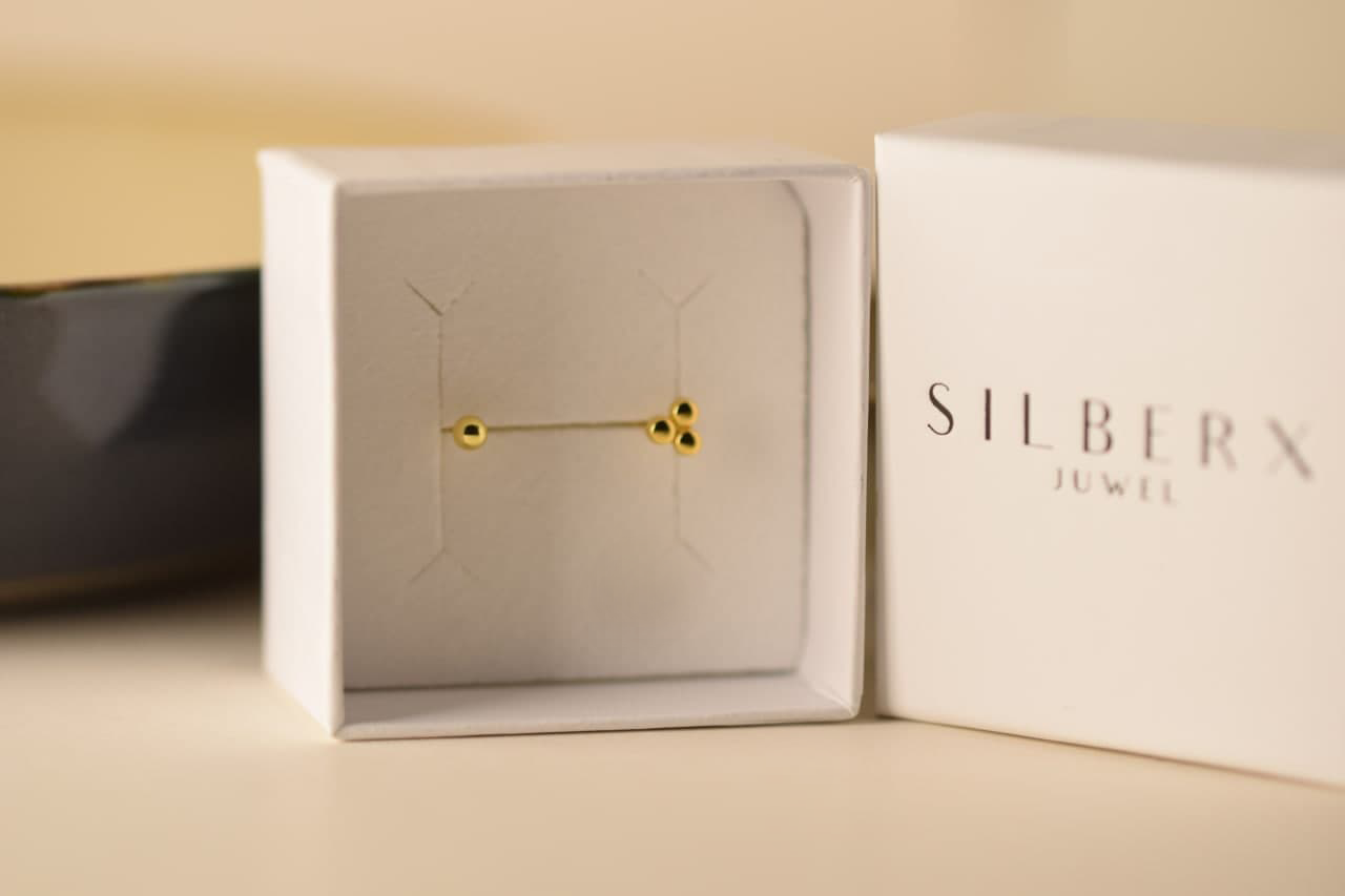 Dot Design Piercing, 925 Sterling Silber Ohrschmuck