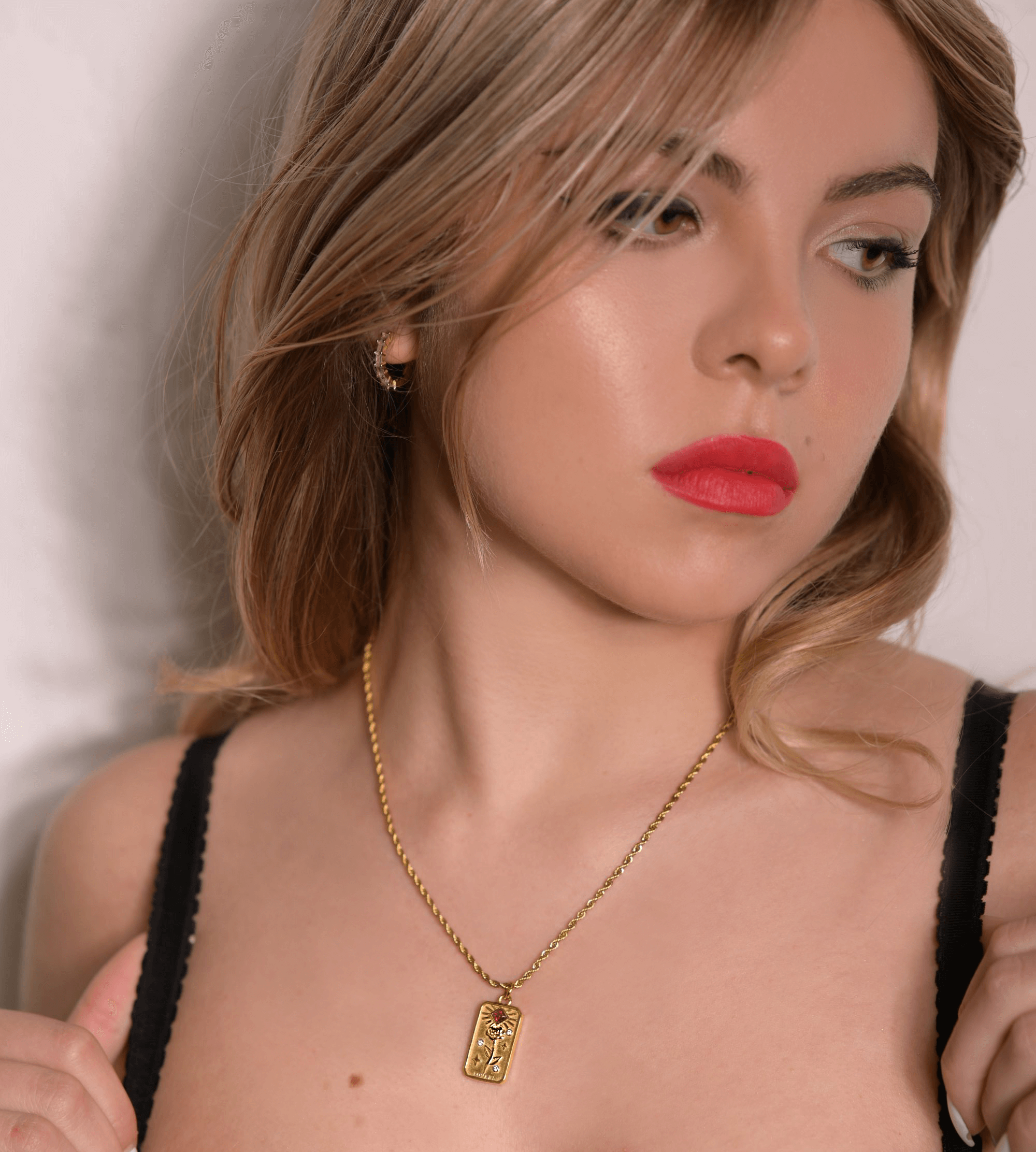 Lovers Halskette, vergoldetet Edelstahl Halskette 45cm