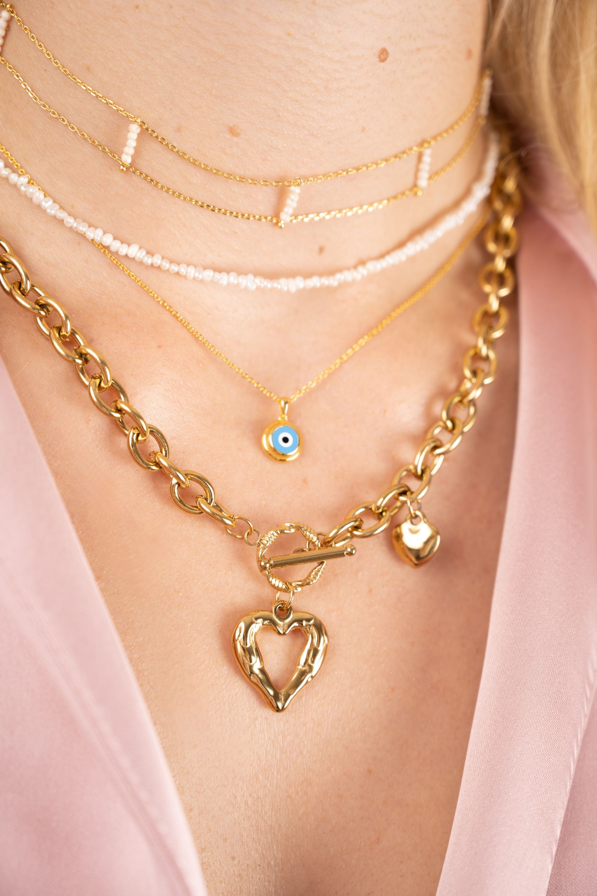 Chunky Heart Halskette, Edelstahl Halskette