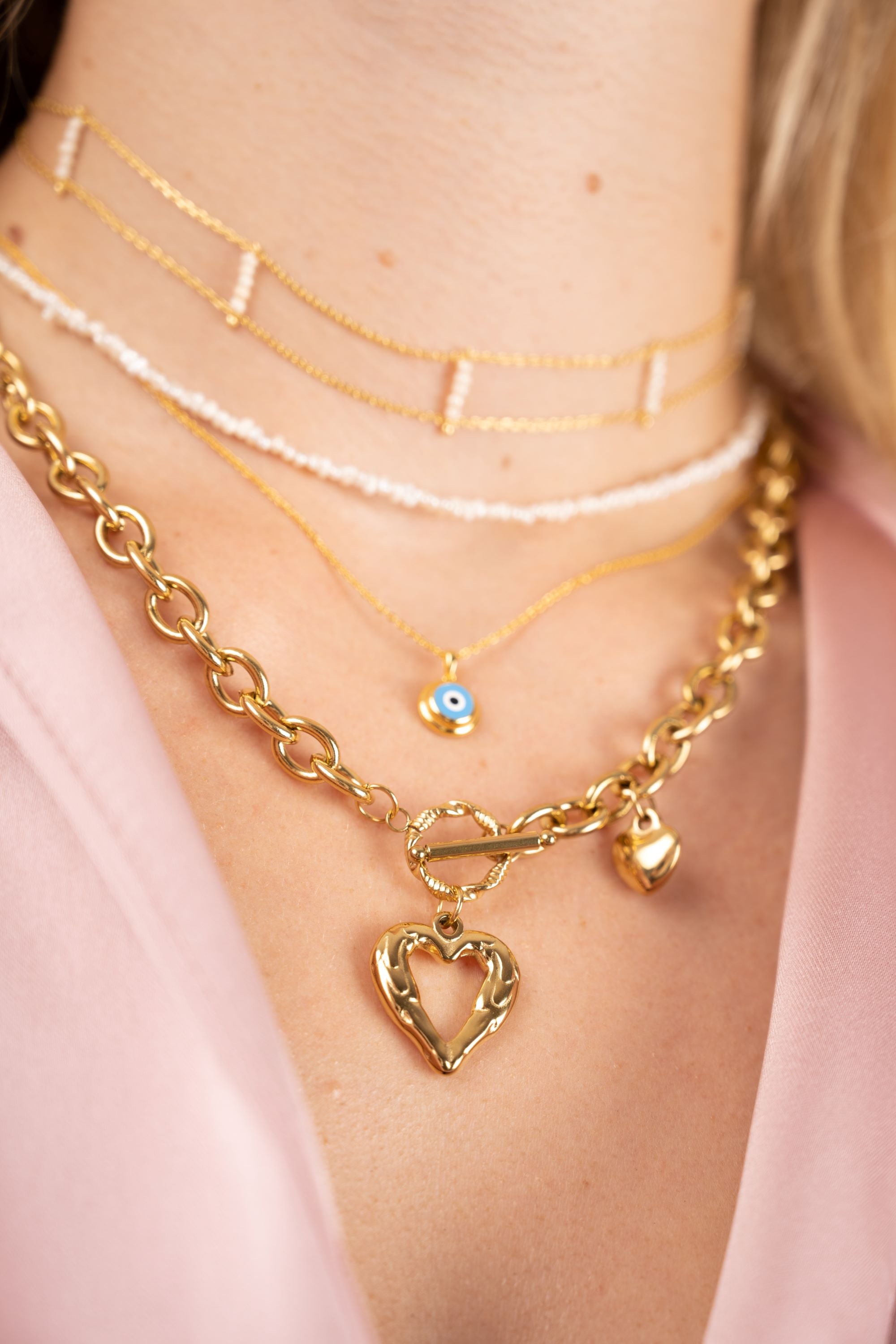 Chunky Heart Halskette, Edelstahl Halskette