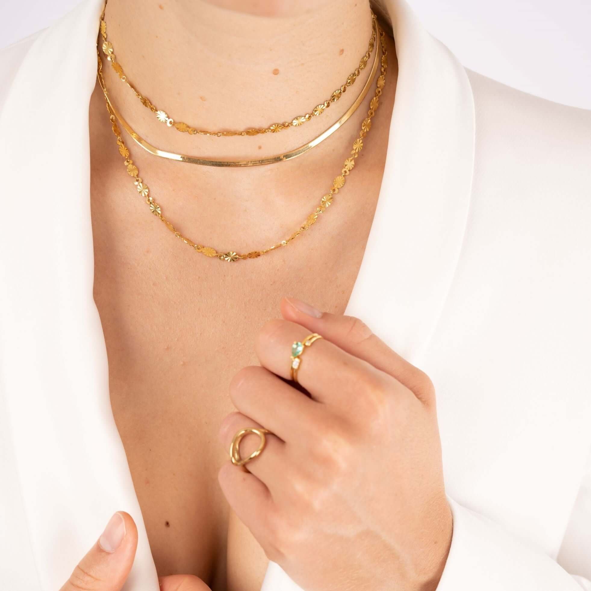 Plattenkette edelstahl | vergoldete Wasserfest Halskette