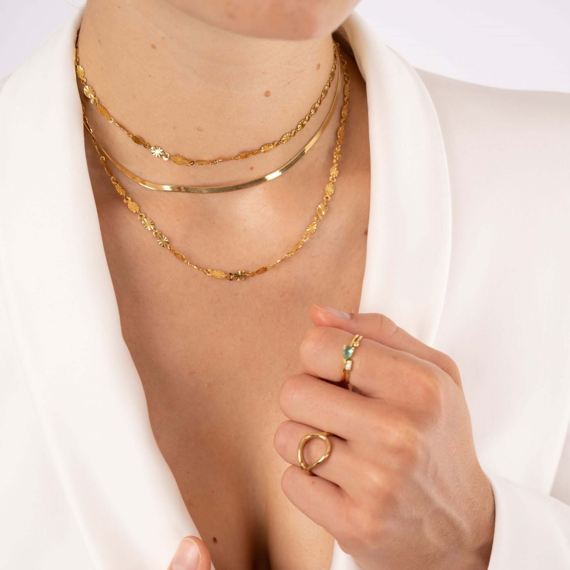 Plattenkette edelstahl | vergoldete Wasserfest Halskette