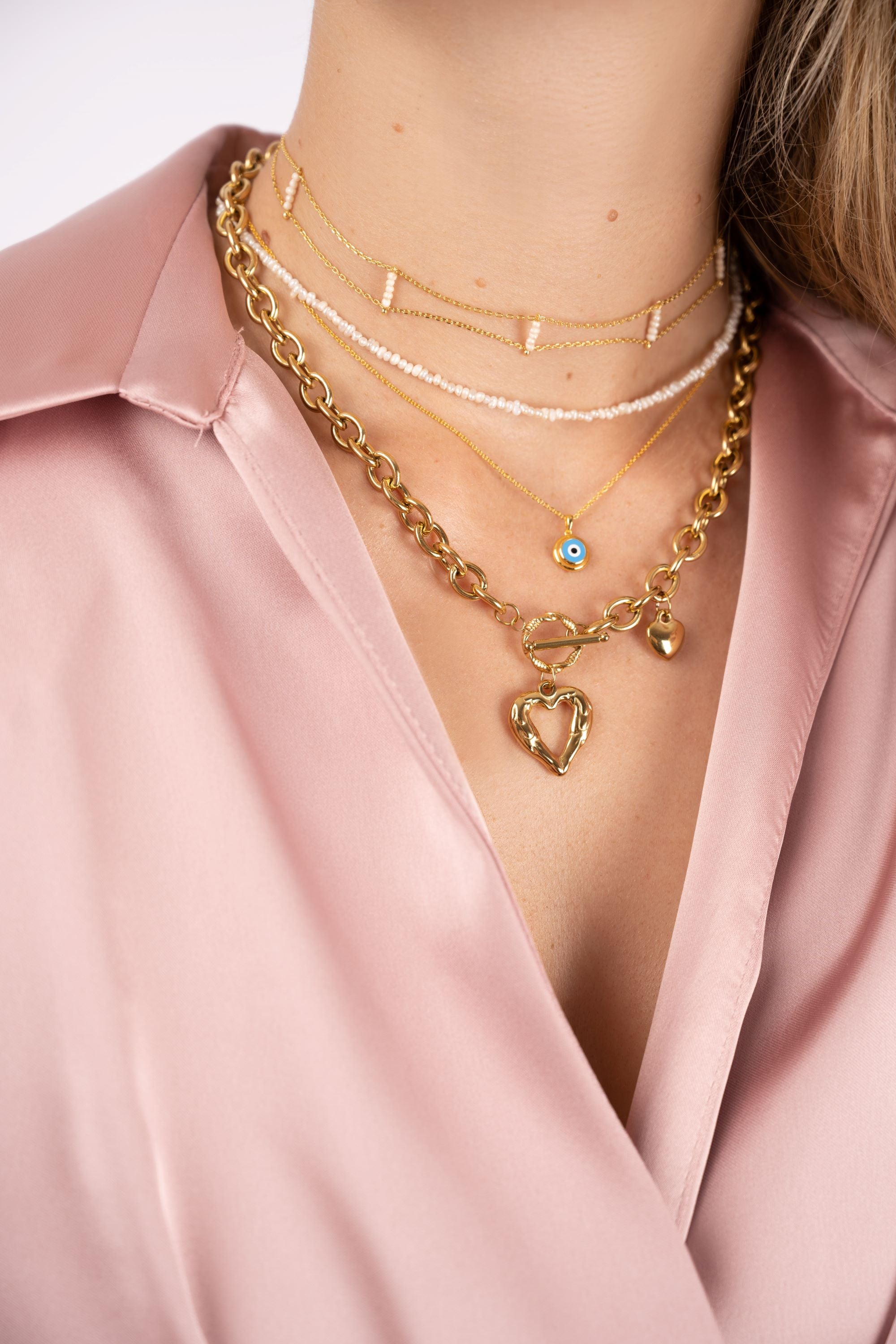 Chunky Heart Halskette, Edelstahl Halskette