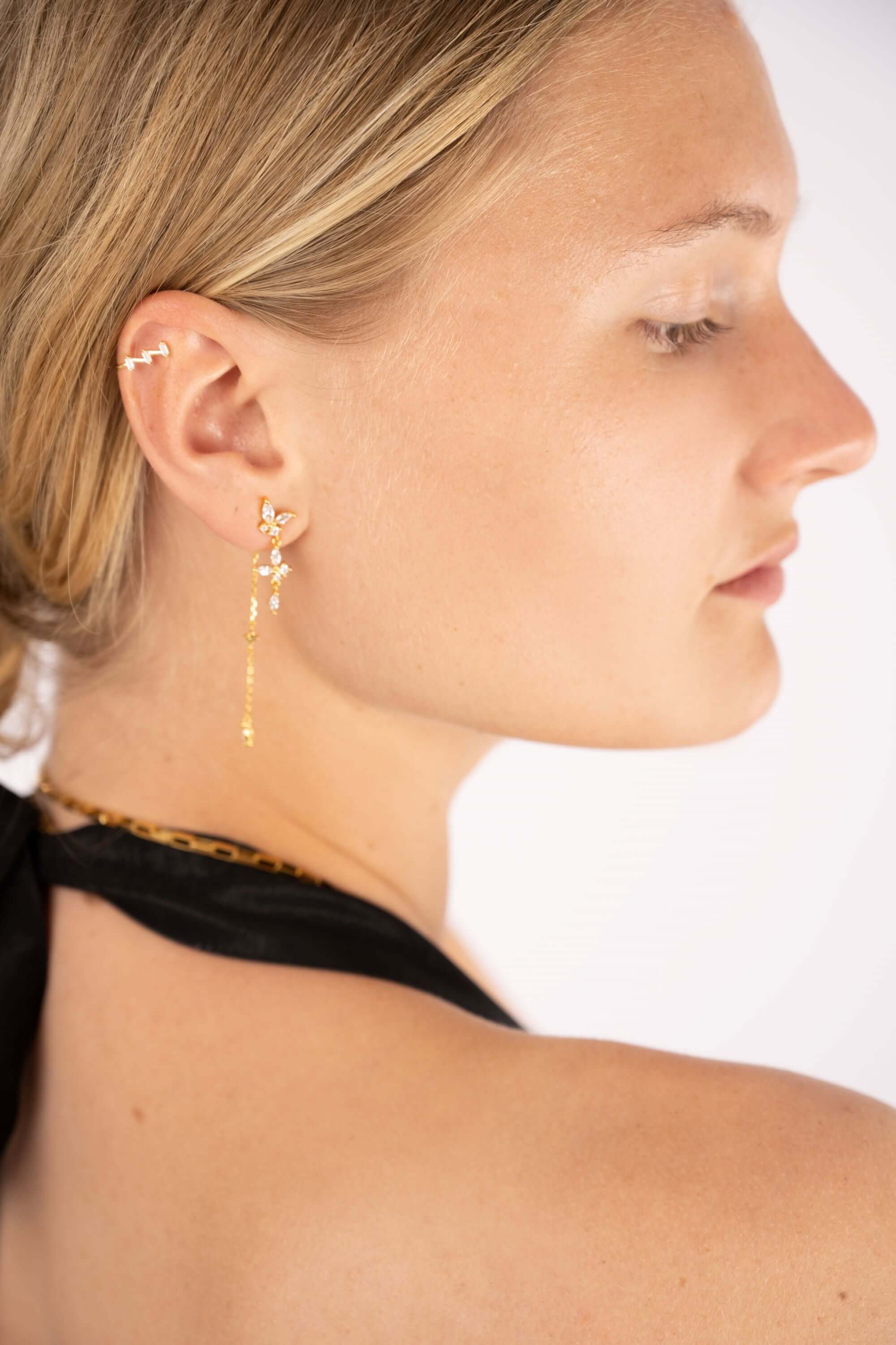 Blumen Ohrringe Hängend | 925 er Vergoldet Ohrringe