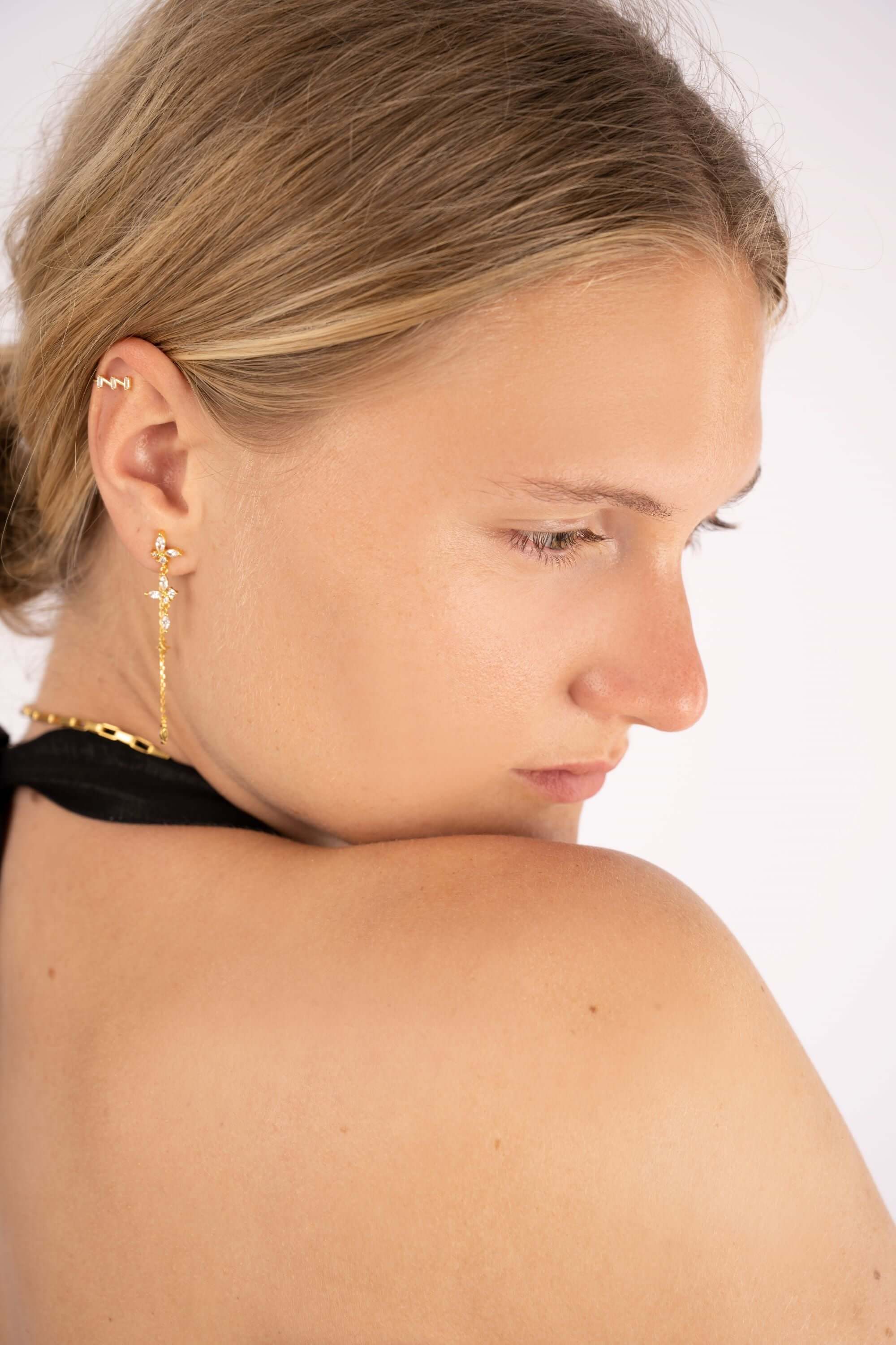 Blumen Ohrringe Hängend | 925 er Vergoldet Ohrringe