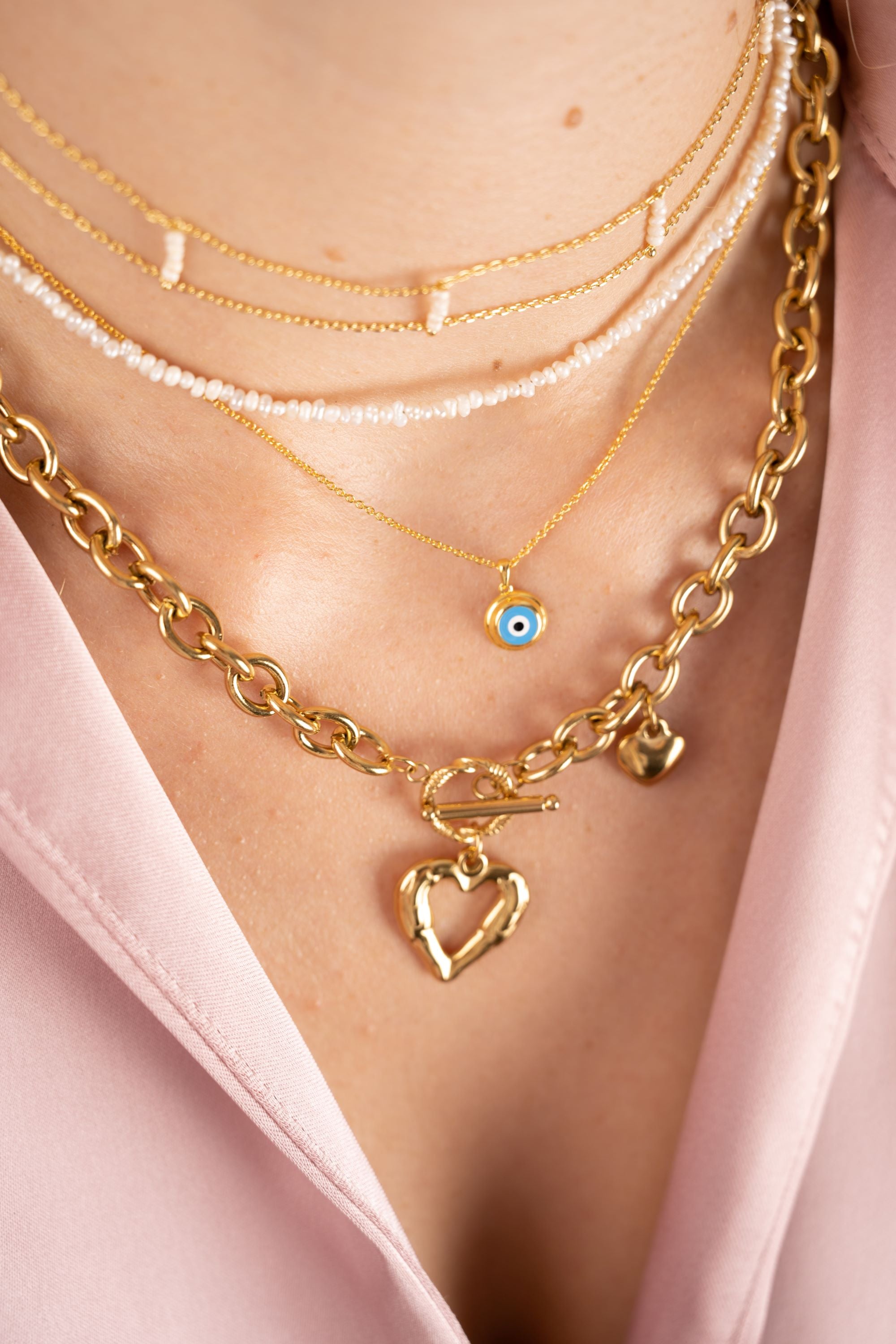 Chunky Heart Halskette, Edelstahl Halskette