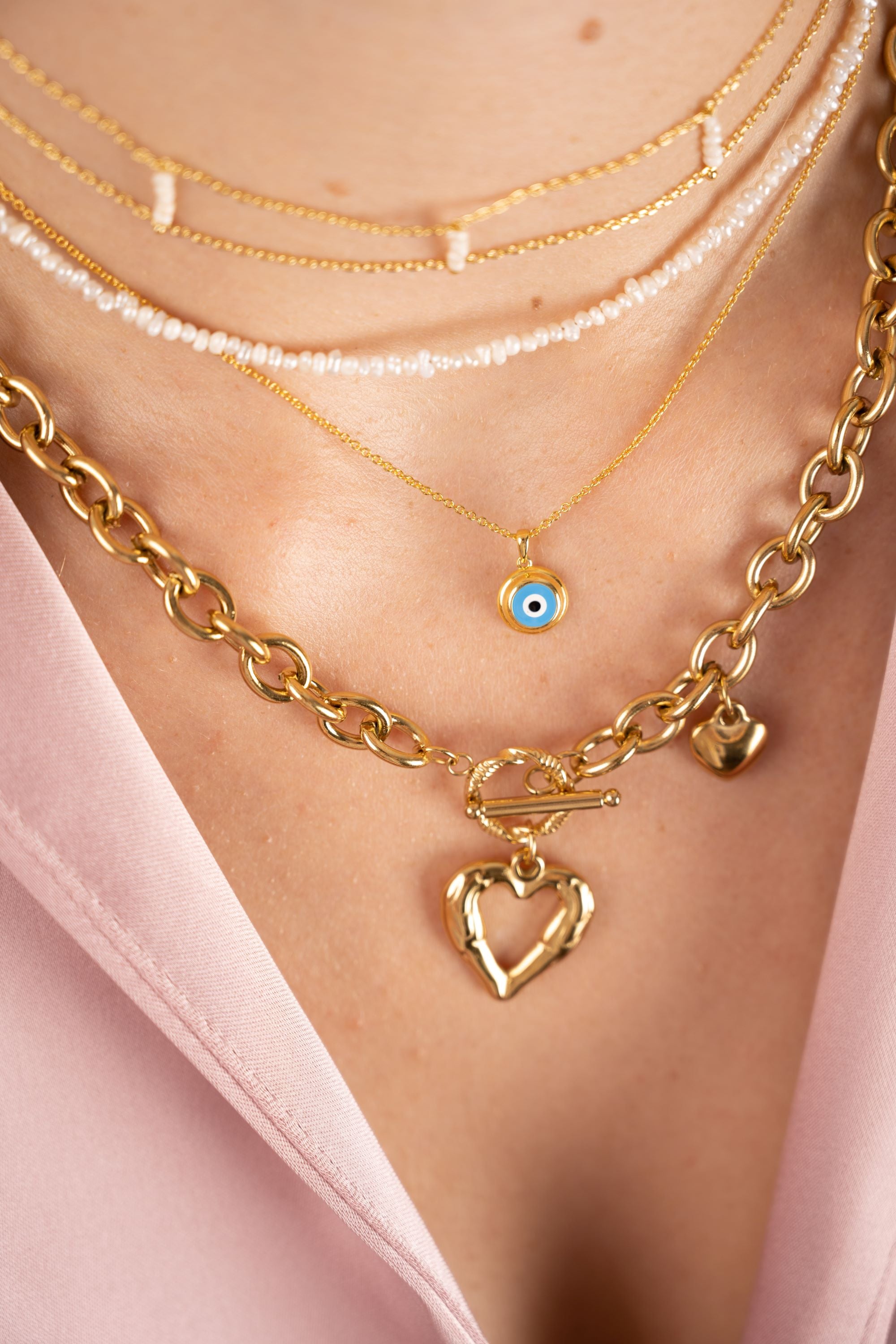 Chunky Heart Halskette, Edelstahl Halskette