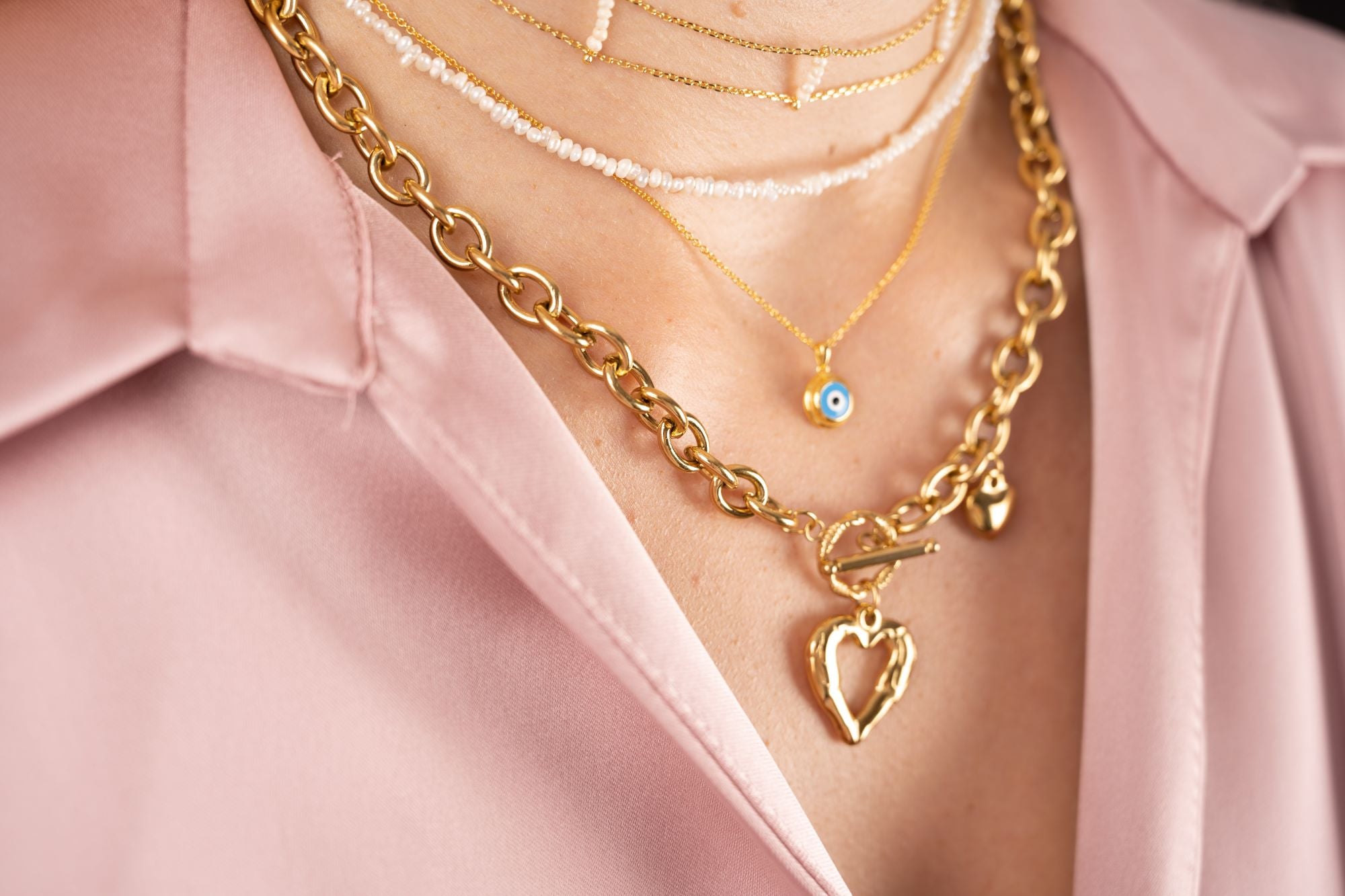 Chunky Heart Halskette, Edelstahl Halskette