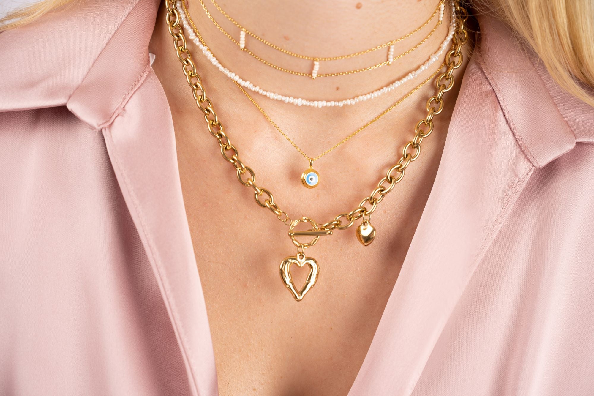 Chunky Heart Halskette, Edelstahl Halskette