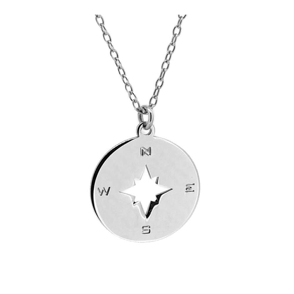 Kompass Kette | 925er Silber und vergoldet Halskette 
