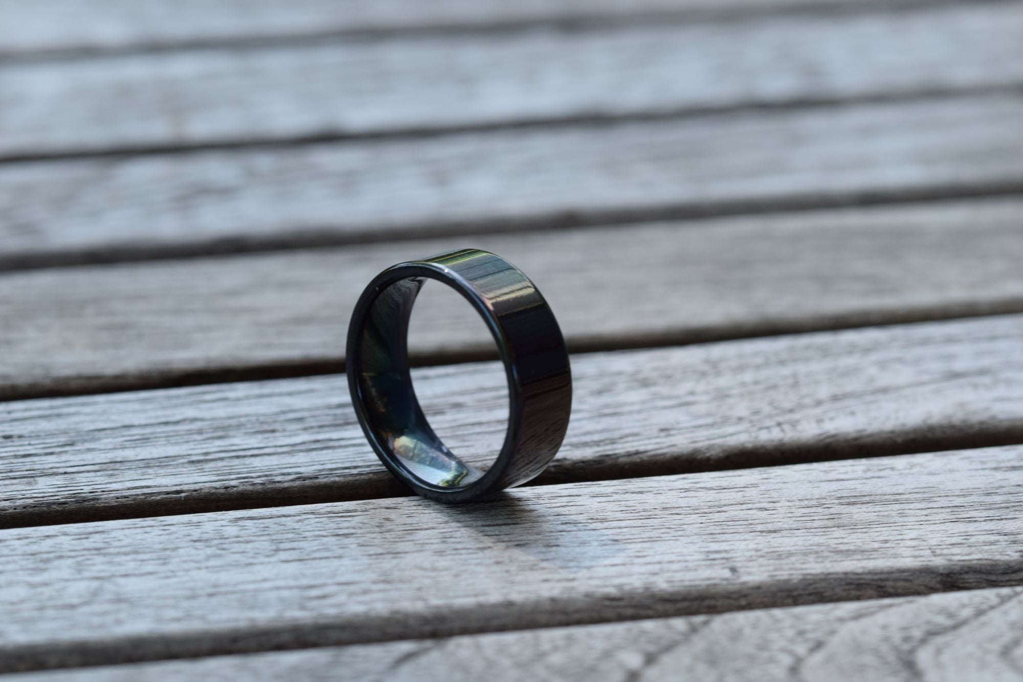 Schwarzer Partner Ring, Edelstahl Ring