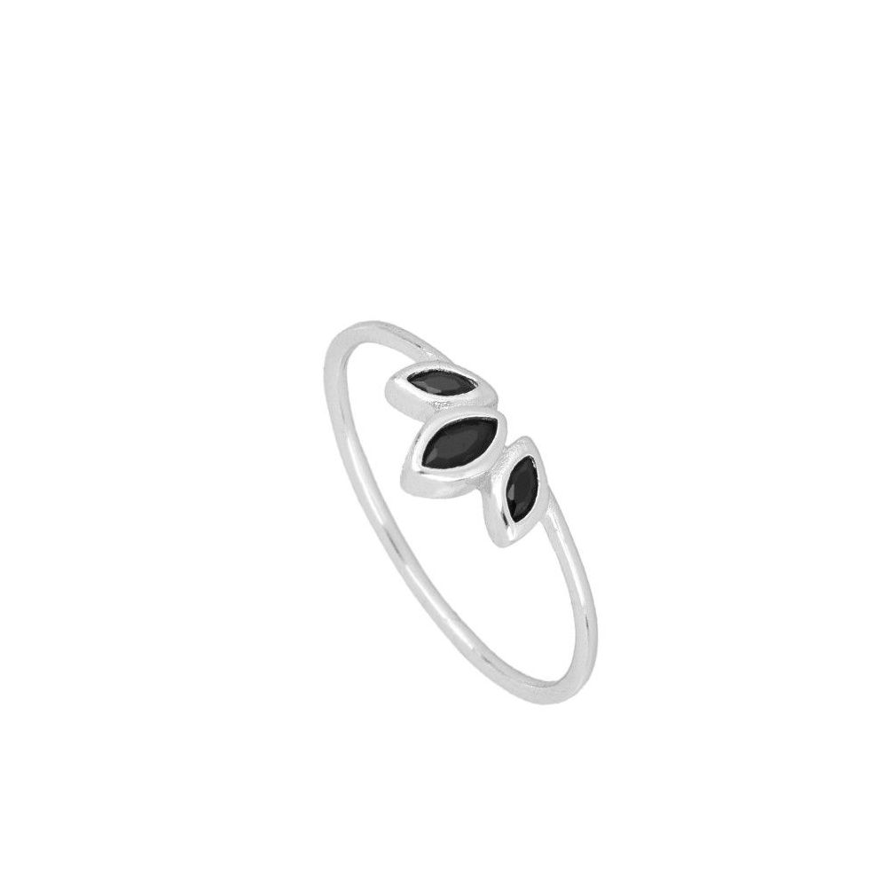 BLOSSOM BLACK RING,925 Sterling Silber Ring