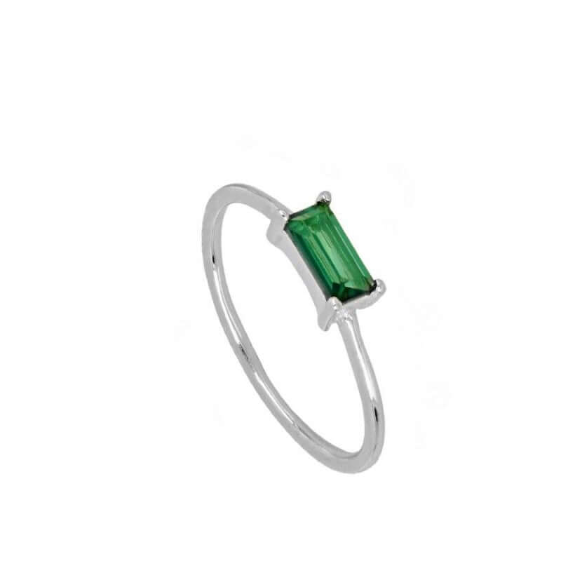 Grüner Baguette Ring | 925 Sterling Silber Ring 