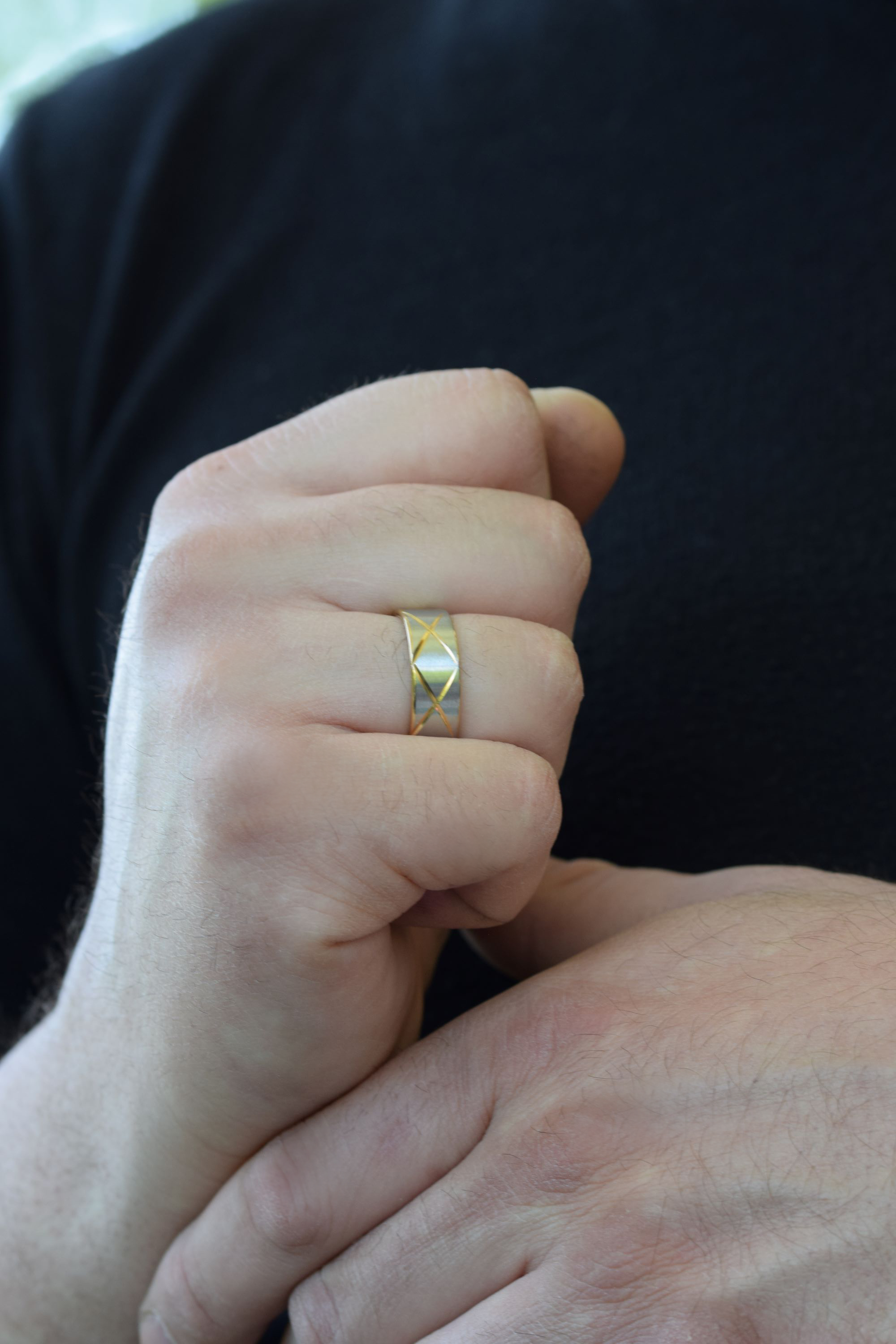 Partner Ring, X Design, Edelstahl Ring