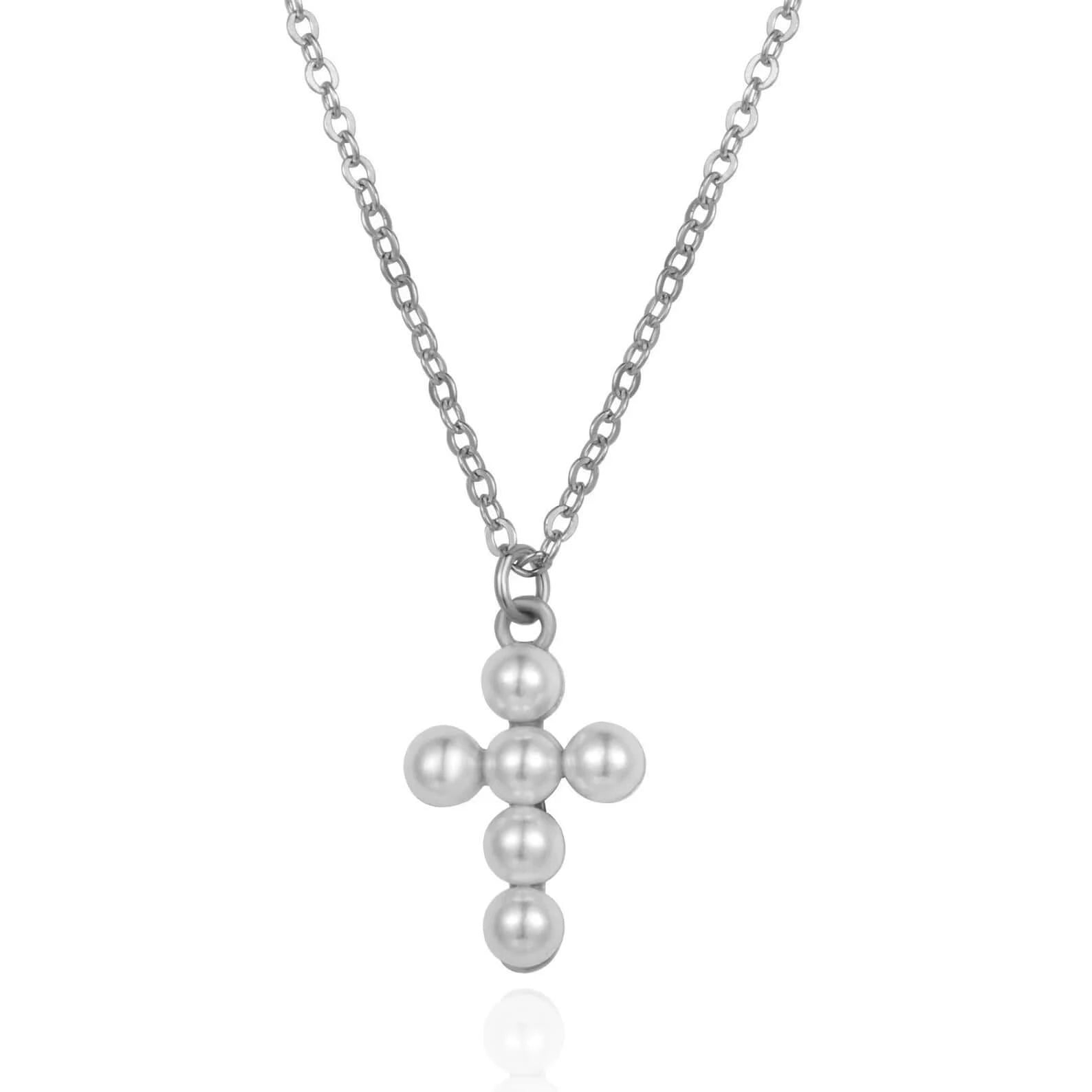 Kreuz Perlenkette | 925 Sterling Silber griechische kette
