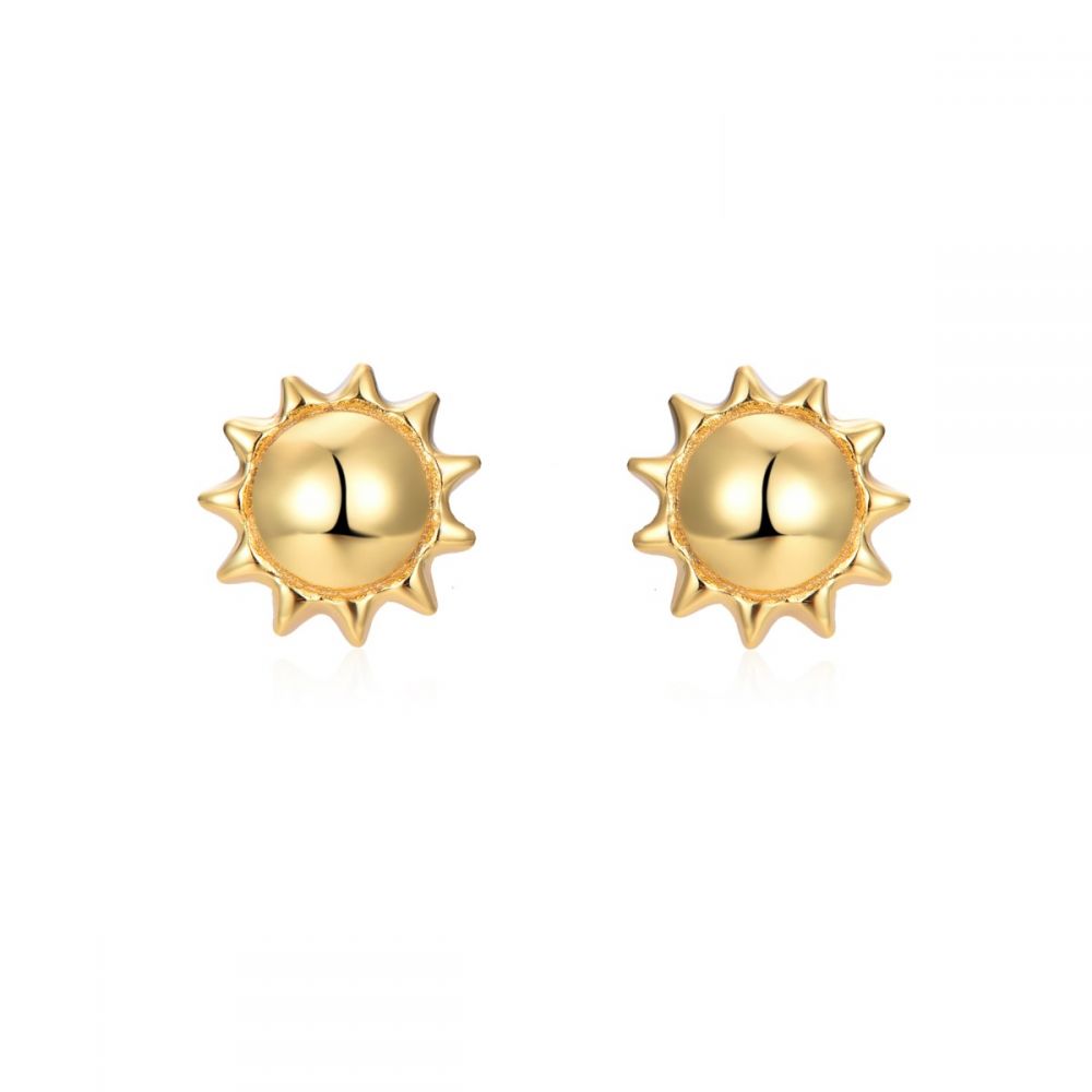 Sonne Ohrringe | 925er Silber-Vergoldet Ohrstecker