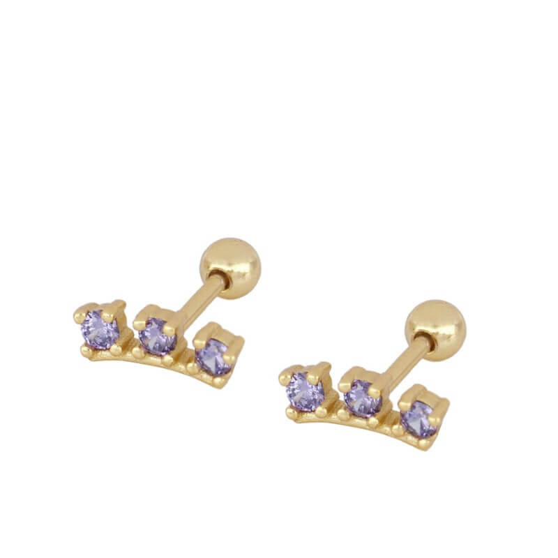 Purple helix piercing silver lobe ear jewelry - Main Image